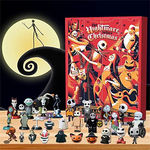 Halloween-Puppen-Adventskalender 2023 enthält 24 Geschenke, Nightmare Before Kalender, Halloween-Horror-Figuren, Adventskalender Countdown mit Überraschungsspielzeug, Sammlerstück